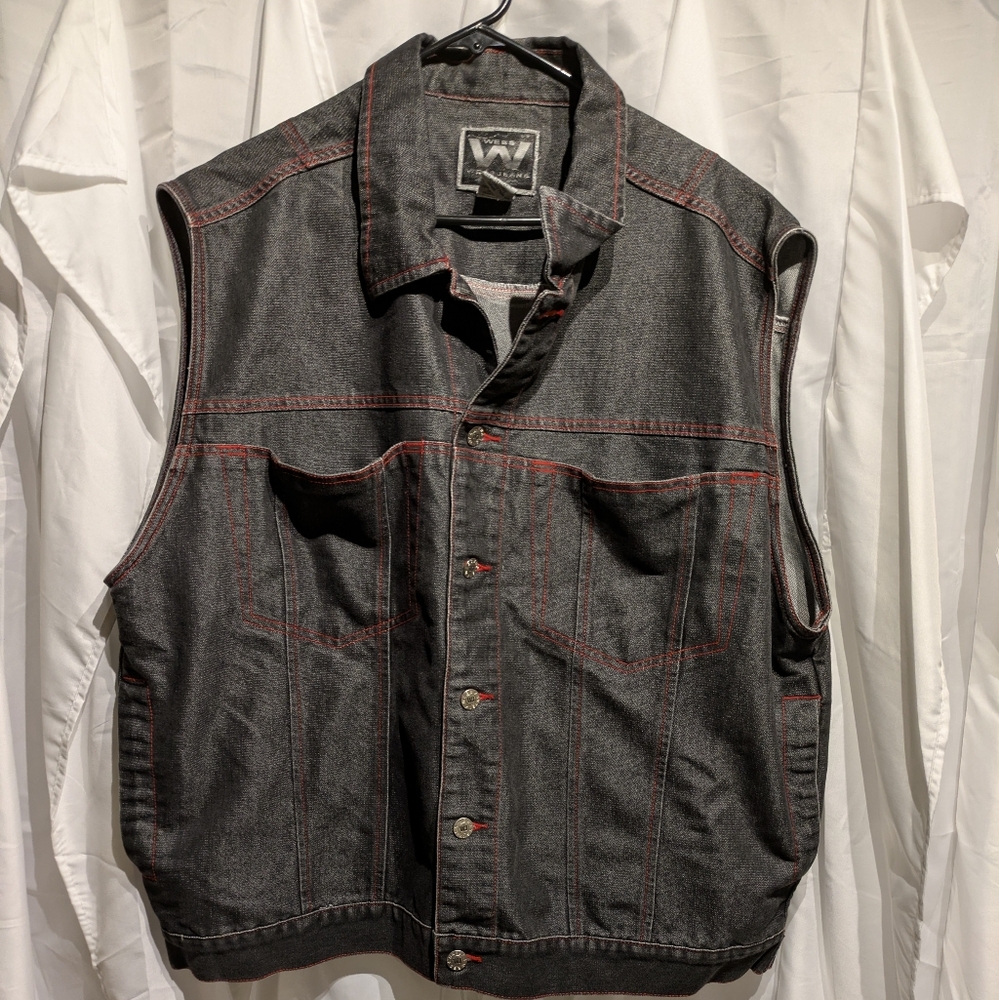 B2 Men's Black Denim Vest Sz 2XL